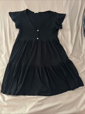 See you Monday juniors black summer fit and flare style dress